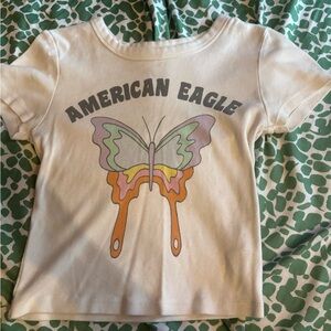 American Eagle Outfitters Women’s  Butterfly Graphic Baby Tee - Cream
